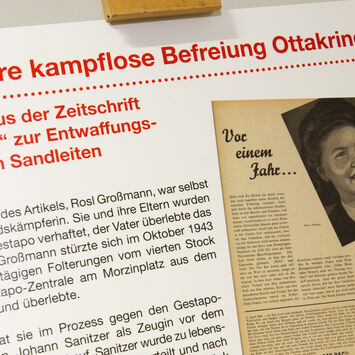 Plakat der Ausstellung "70 Jahre kampflose Befreiung Ottakrings"
