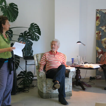 Luis Stabauer las aus seinem Roman "Die Weißen", Kurt Winterstein begleitete ihn musikalisc