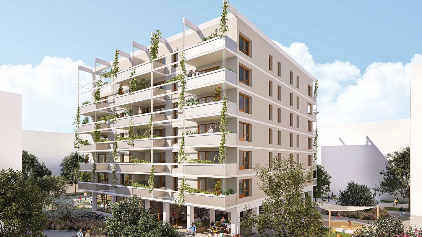 Visualisierung eines Wohnprojekts - Innenhofperspektive