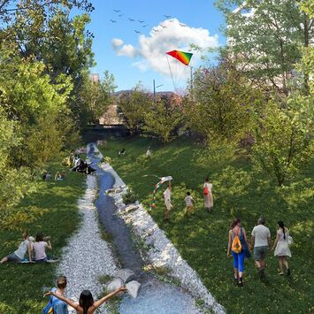 Visualisierung des Liesingbachs nach erfolgter Renaturierung