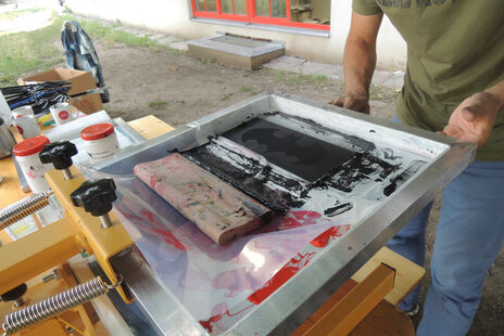 BesucherInnen konnten ihre eignen Sackerln bedrucken